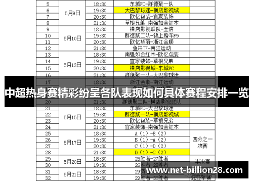 中超热身赛精彩纷呈各队表现如何具体赛程安排一览